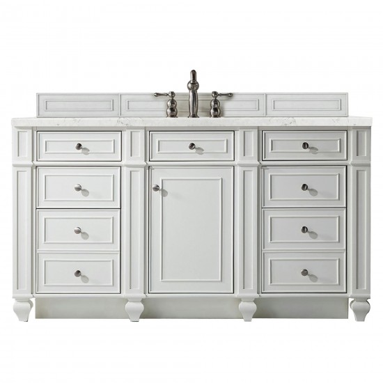 Bristol 60" Single Vanity Bright White w/ 3 CM Eternal Jasmine Pearl Quartz Top