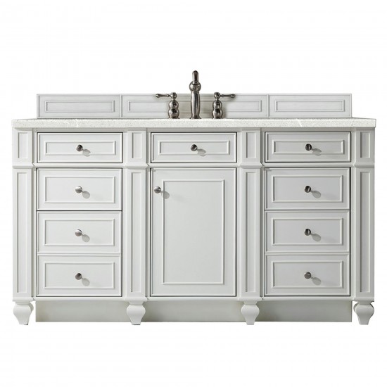 Bristol 60" Single Vanity, Bright White, w/ 3 CM Eternal Serena Quartz Top