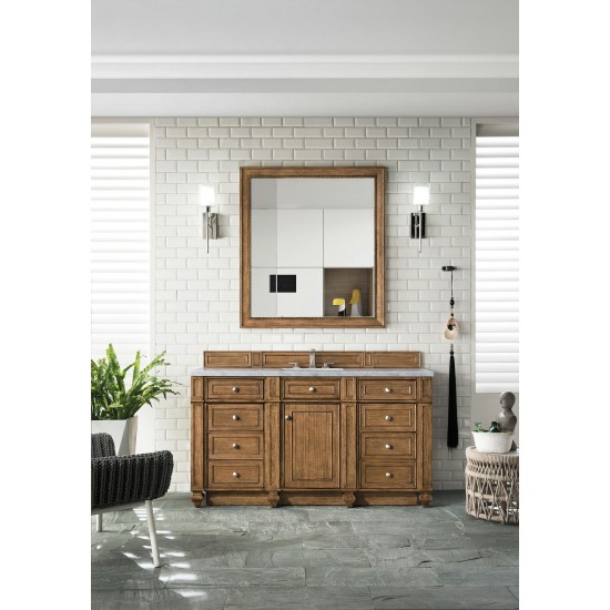 Bristol 60" Single Vanity, Saddle Brown, w/ 3 CM Arctic Fall Solid Surface Top