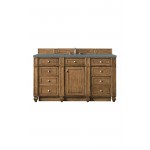 Bristol 60" Single Vanity, Saddle Brown, w/ 3 CM Cala Blue Quartz Top