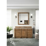 Bristol 60" Single Vanity, Saddle Brown, w/ 3 CM Classic White Quartz Top