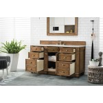 Bristol 60" Single Vanity, Saddle Brown, w/ 3 CM Classic White Quartz Top