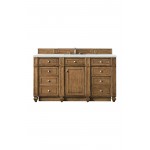 Bristol 60" Single Vanity, Saddle Brown, w/ 3 CM Ethereal Noctis Quartz Top
