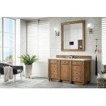 Bristol 60" Single Vanity, Saddle Brown, w/ 3 CM Ethereal Noctis Quartz Top