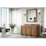 Bristol 60" Single Vanity, Saddle Brown, w/ 3 CM Grey Expo Quartz Top