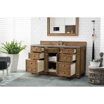 Bristol 60" Single Vanity, Saddle Brown, w/ 3 CM Grey Expo Quartz Top