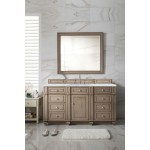 Bristol 60" Single Vanity, Whitewashed Walnut, w/ 3 CM Carrara Marble Top