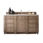 Bristol 60" Single Vanity, Whitewashed Walnut, w/ 3 CM Classic White Quartz Top