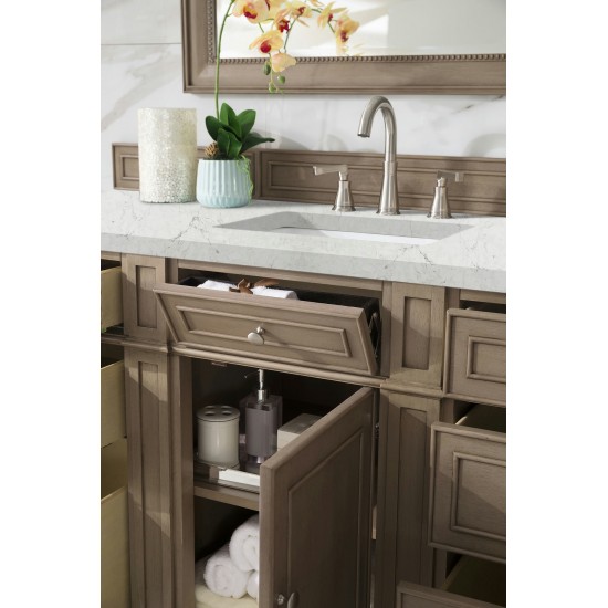 Bristol 60" Single Vanity Whitewashed Walnut w/ 3 CM Jasmine Pearl Quartz Top