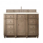 Bristol 60" Single Vanity, Whitewashed Walnut, w/ 3 CM Eternal Marfil Quartz Top