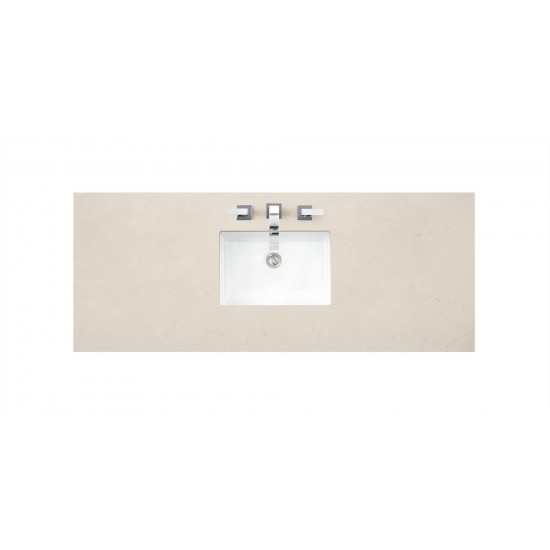 Bristol 60" Single Vanity, Whitewashed Walnut, w/ 3 CM Eternal Marfil Quartz Top