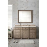 Bristol 60" Single Vanity, Whitewashed Walnut, w/ 3 CM Eternal Serena Quartz Top