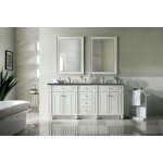 Bristol 72" Double Vanity, Bright White, w/ 3 CM Charcoal Soapstone Quartz Top