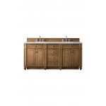 Bristol 72" Double Vanity, Saddle Brown, w/ 3 CM Arctic Fall Solid Surface Top