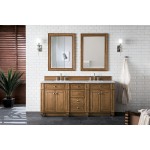 Bristol 72" Double Vanity, Saddle Brown, w/ 3 CM Arctic Fall Solid Surface Top