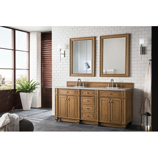 Bristol 72" Double Vanity, Saddle Brown, w/ 3 CM Arctic Fall Solid Surface Top