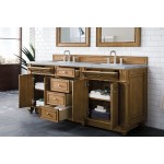 Bristol 72" Double Vanity, Saddle Brown, w/ 3 CM Arctic Fall Solid Surface Top