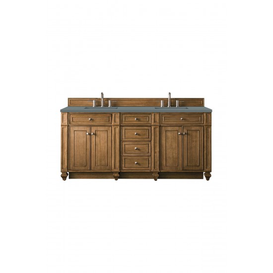 Bristol 72" Double Vanity, Saddle Brown, w/ 3 CM Cala Blue Quartz Top