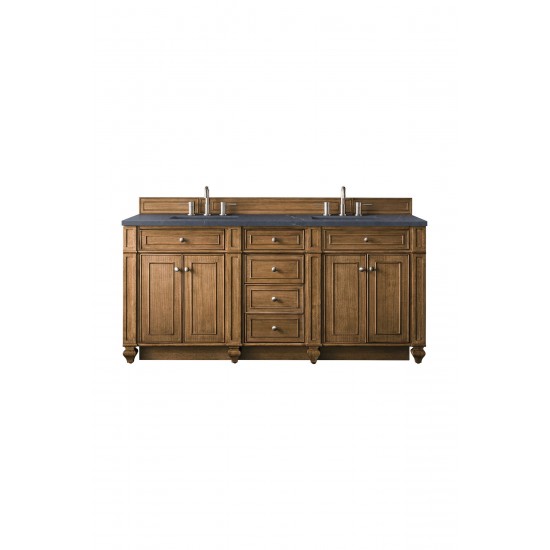 Bristol 72" Double Vanity, Saddle Brown, w/ 3 CM Charcoal Soapstone Quartz Top