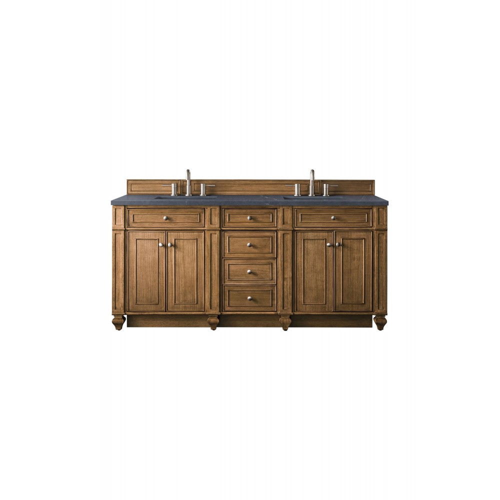 Bristol 72" Double Vanity, Saddle Brown, w/ 3 CM Charcoal Soapstone Quartz Top