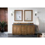 Bristol 72" Double Vanity, Saddle Brown, w/ 3 CM Charcoal Soapstone Quartz Top