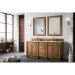 Bristol 72" Double Vanity, Saddle Brown, w/ 3 CM Eternal Marfil Quartz Top