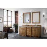 Bristol 72" Double Vanity, Saddle Brown, w/ 3 CM Grey Expo Quartz Top