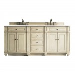 Bristol 72" Double Vanity Vintage Vanilla w/ 3 CM Arctic Fall Solid Surface Top