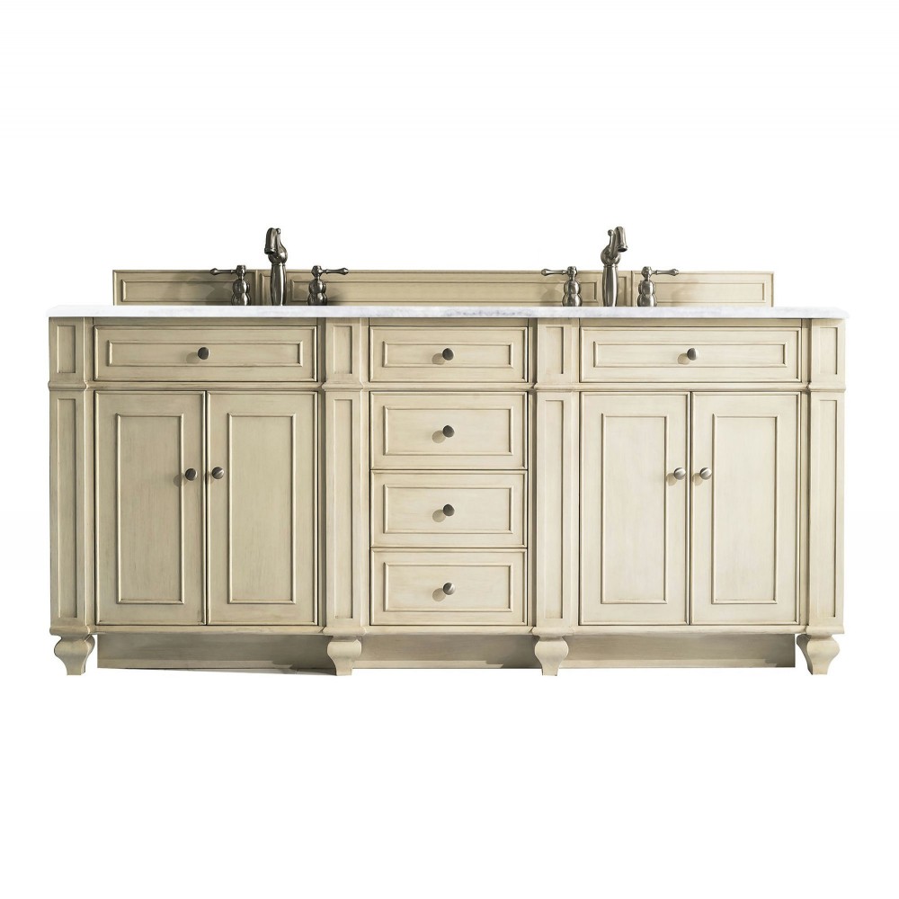 Bristol 72" Double Vanity Vintage Vanilla w/ 3 CM Arctic Fall Solid Surface Top