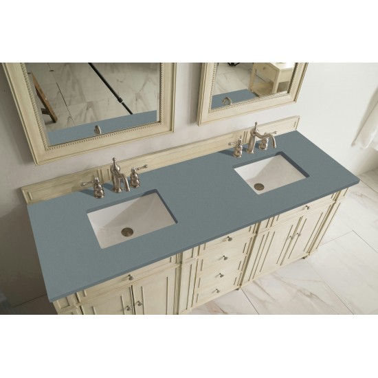 Bristol 72" Double Vanity, Vintage Vanilla, w/ 3 CM Cala Blue Quartz Top