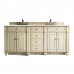 Bristol 72" Double Vanity Vintage Vanilla w/ 3 CM Jasmine Pearl Quartz Top