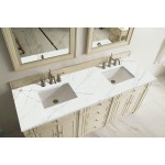 Bristol 72" Double Vanity, Vintage Vanilla, w/ 3 CM Ethereal Noctis Quartz Top