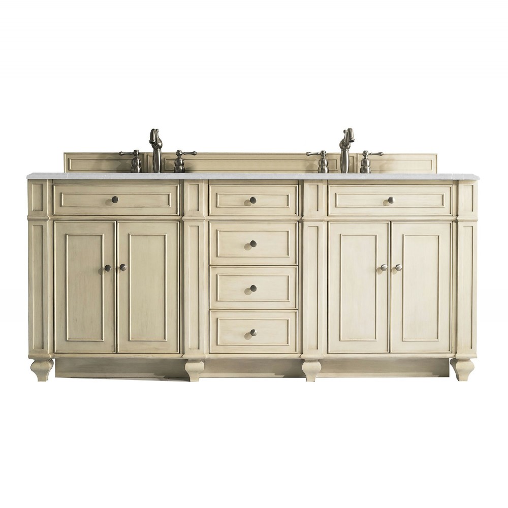 Bristol 72" Double Vanity, Vintage Vanilla, w/ 3 CM Eternal Serena Quartz Top