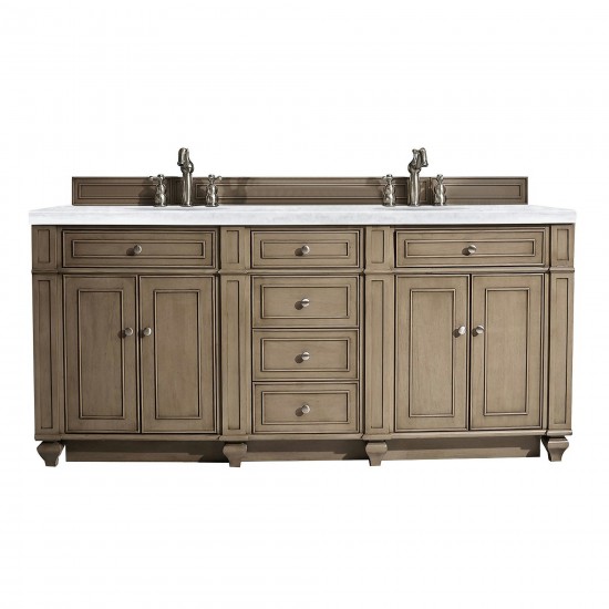 Bristol 72" Double Vanity Walnut w/3 CM Arctic Fall Solid Surface Top