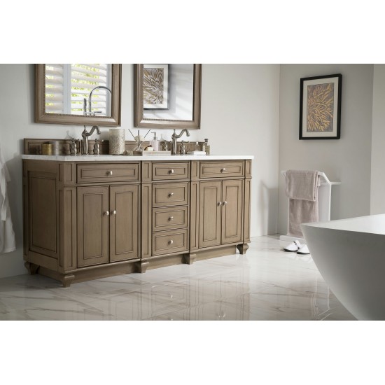 Bristol 72" Double Vanity Walnut w/3 CM Arctic Fall Solid Surface Top