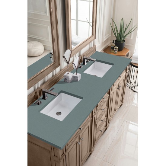 Bristol 72" Double Vanity, Whitewashed Walnut, w/ 3 CM Cala Blue Quartz Top