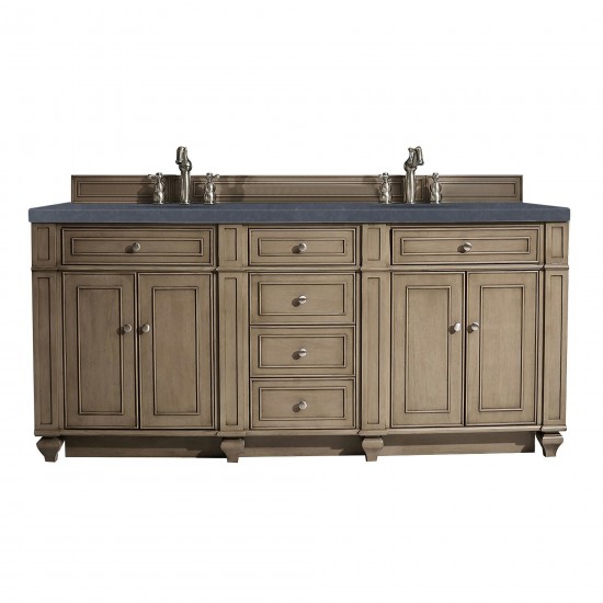 Bristol 72" Double Vanity Walnut w/3 CM Charcoal Soapstone Quartz Top