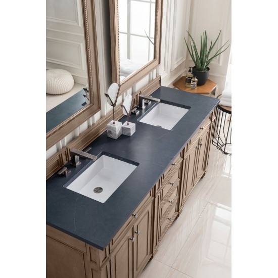 Bristol 72" Double Vanity Walnut w/3 CM Charcoal Soapstone Quartz Top