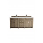 Bristol 72" Double Vanity Whitewashed Walnut w/ 3 CM Ethereal Noctis Quartz Top