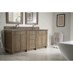 Bristol 72" Double Vanity, Whitewashed Walnut, w/ 3 CM Grey Expo Quartz Top