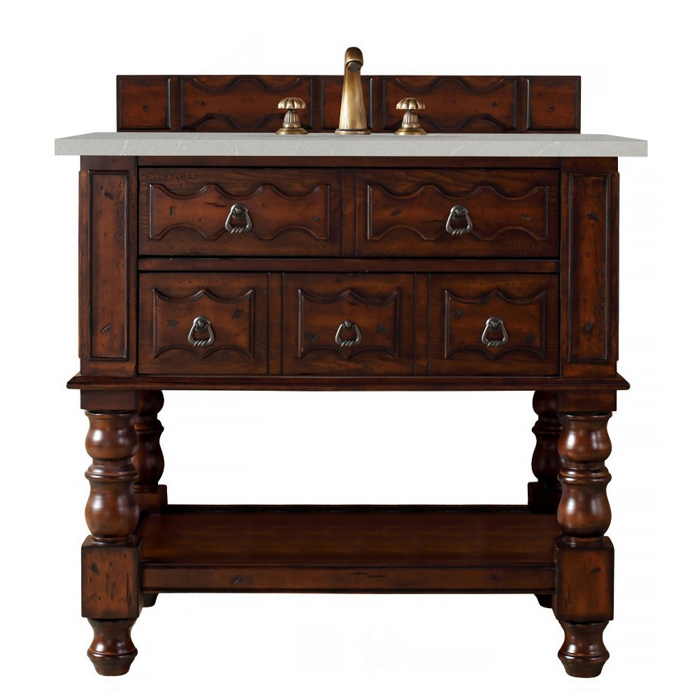 Castilian 36" Single Vanity, Aged Cognac, w/ 3 CM Eternal Serena Quartz Top