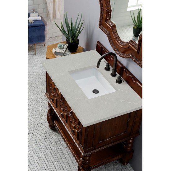 Castilian 36" Single Vanity, Aged Cognac, w/ 3 CM Eternal Serena Quartz Top