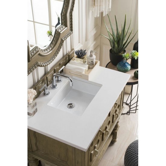 Castilian 36" Single Vanity, Empire Gray, w/ 3 CM Classic White Quartz Top