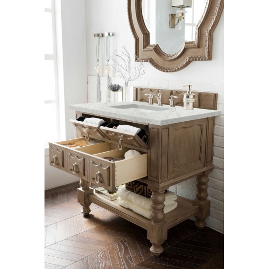 Castilian 36" Single Vanity Empire Gray w/ 3 CM Eternal Jasmine Pearl Quartz Top