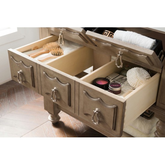 Castilian 36" Single Vanity Empire Gray w/ 3 CM Eternal Jasmine Pearl Quartz Top