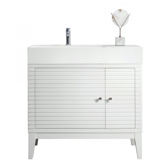 Linear 36" Single Vanity, Glossy White w/ Glossy White Composite Top