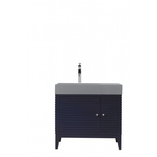 Linear 36" Single Vanity, Victory Blue w/ Dusk Grey Glossy Composite Top