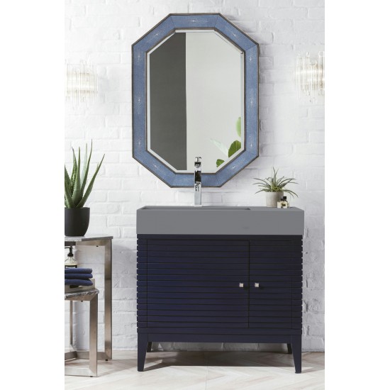 Linear 36" Single Vanity, Victory Blue w/ Dusk Grey Glossy Composite Top