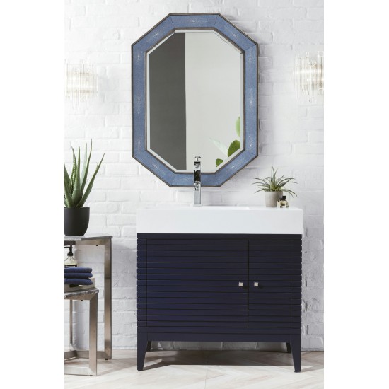 Linear 36" Single Vanity, Victory Blue w/ Glossy White Composite Top