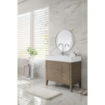 Linear 36" Single Vanity Whitewashed Walnut w/ Glossy White Composite Top